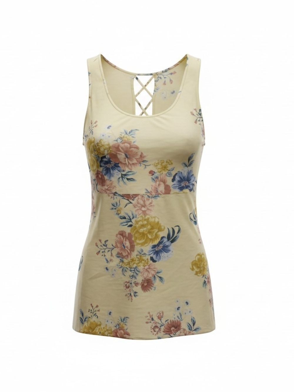 torrid Cream Floral Crisscross Scoop Tank